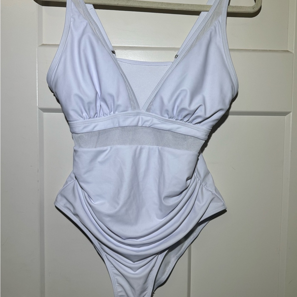Elegant White One-Piece Swimsuit